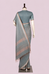 Pure Linen Cross Dyed Saree with Blouse