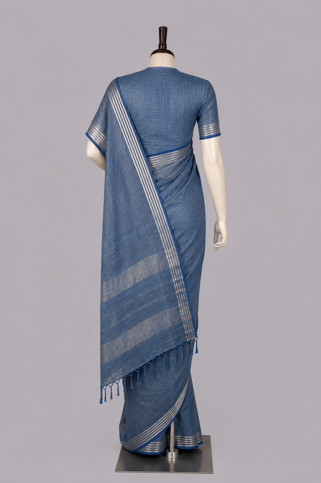 Pure Linen Cross Dyed Saree with Blouse