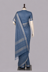 Pure Linen Cross Dyed Saree with Blouse
