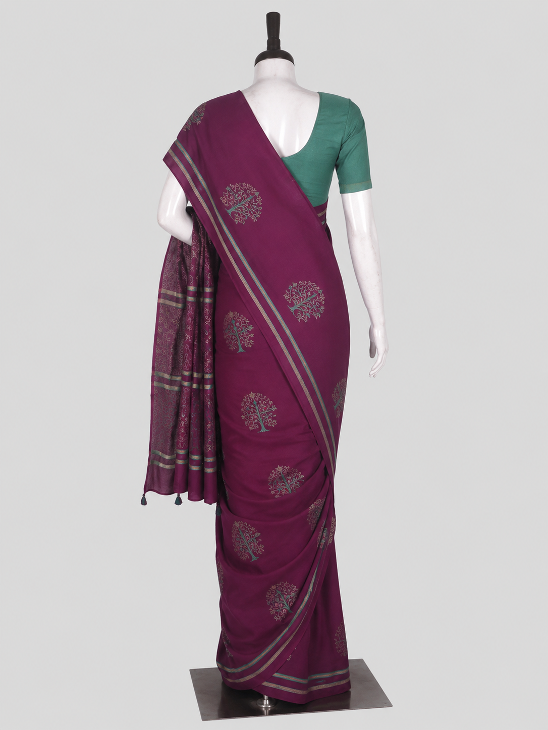 Hand Block Cotton Saree with Blouse