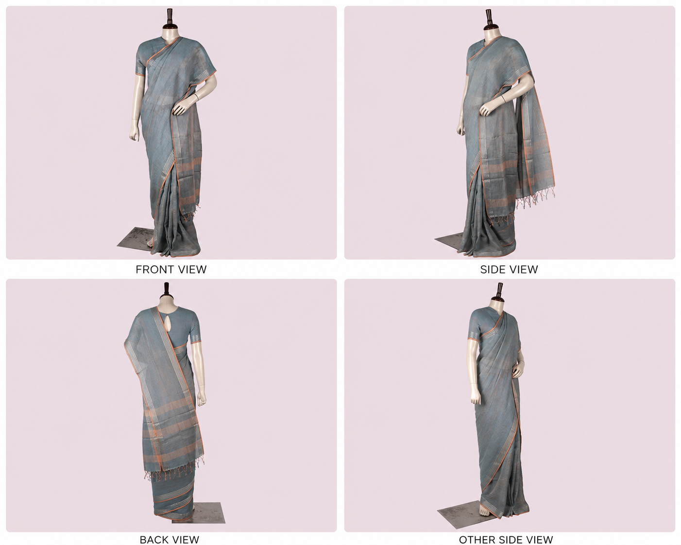 Pure Linen Cross Dyed Saree with Blouse