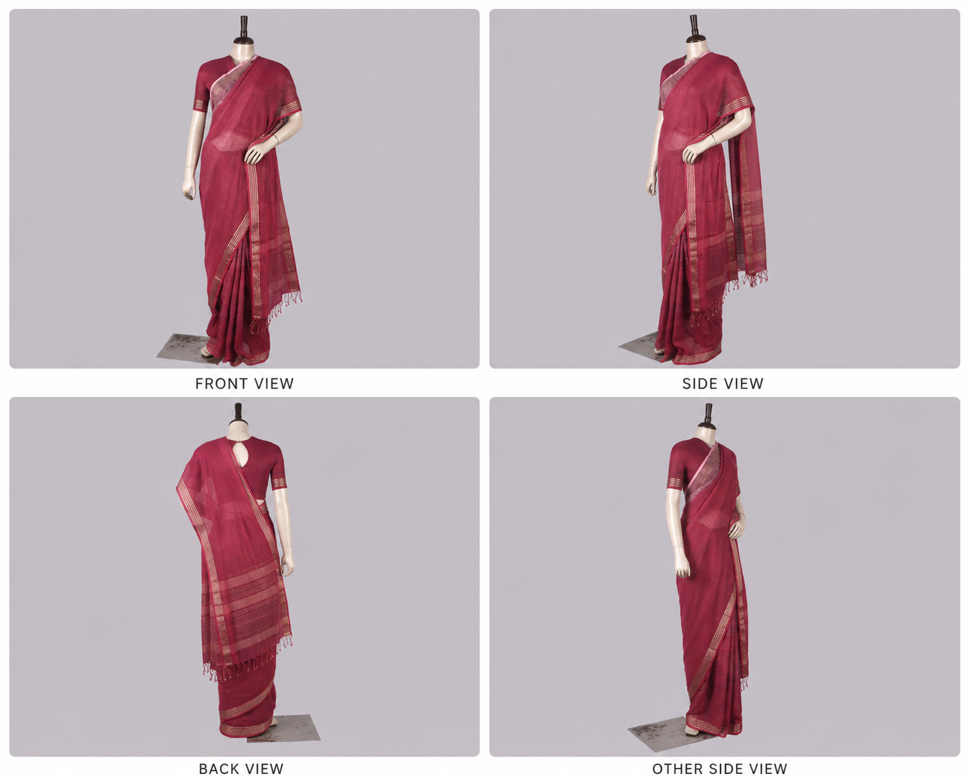 Pure Linen Cross Dyed Saree with Blouse
