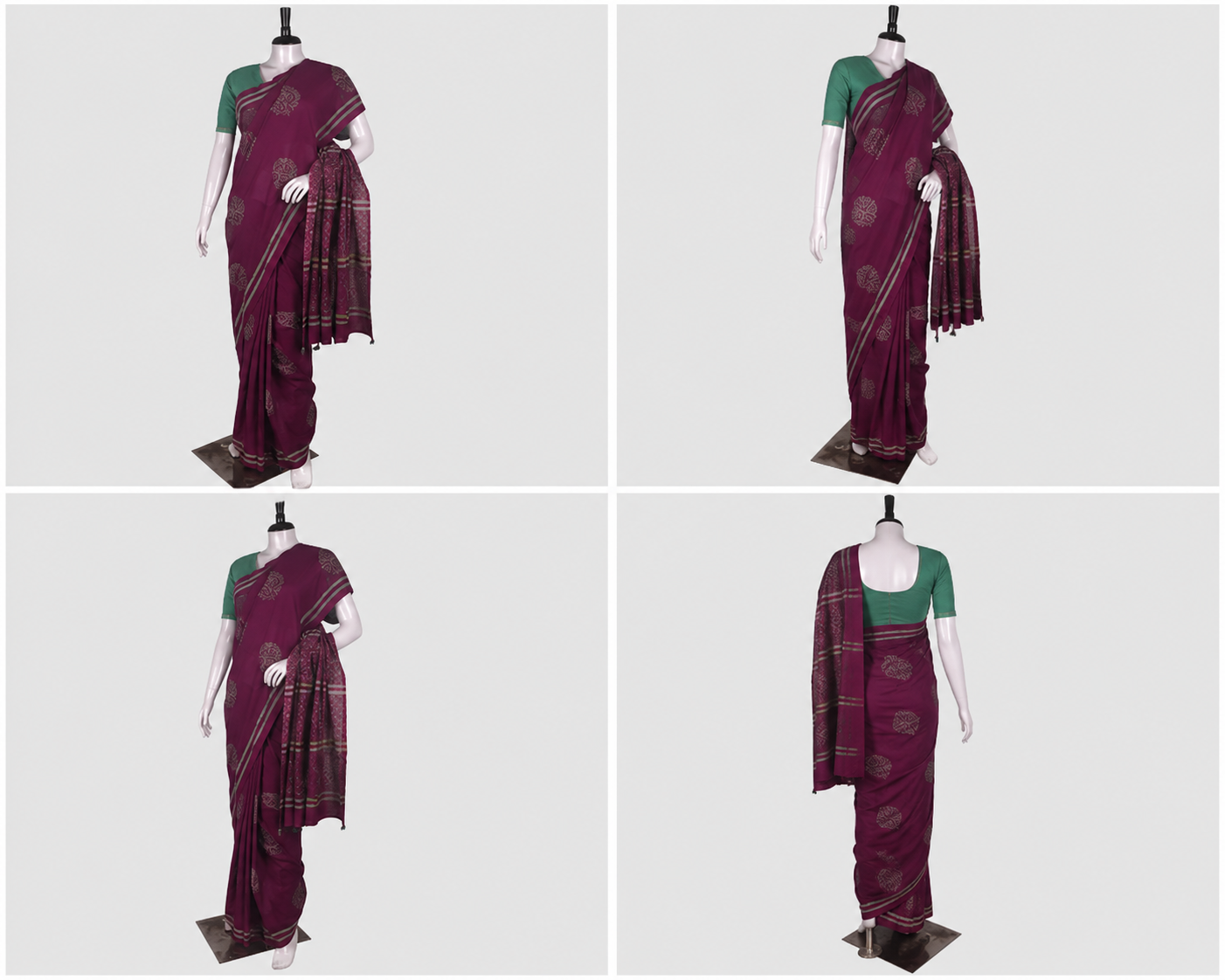 Hand Block Cotton Saree with Blouse