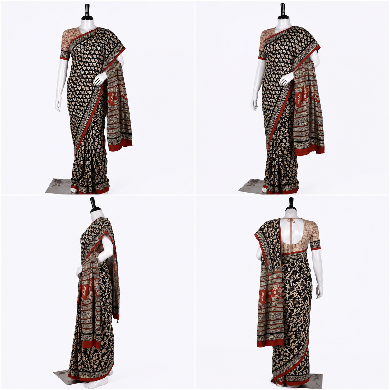 Hand Block Cotton Saree with Blouse
