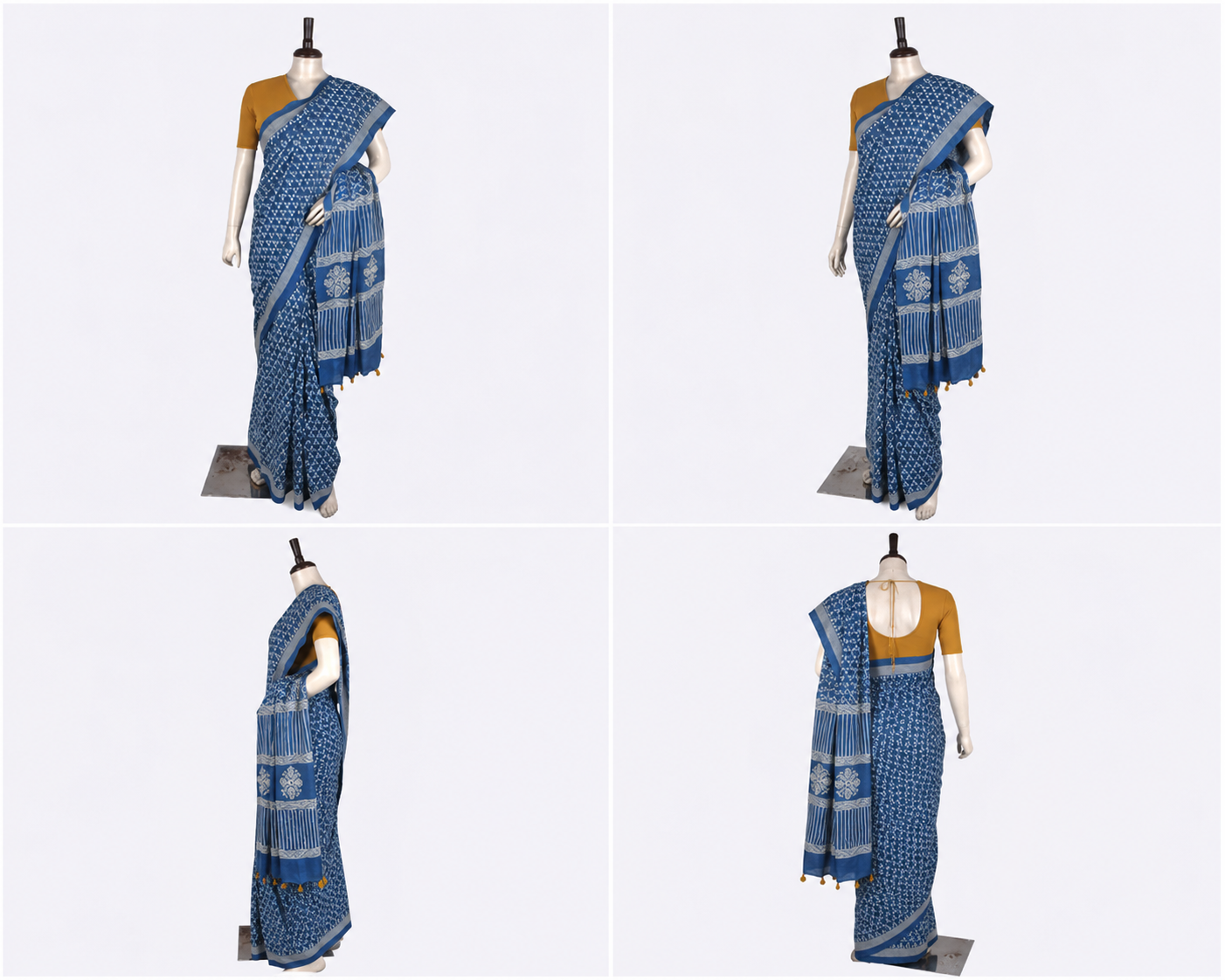 Hand Block Cotton Saree with Blouse