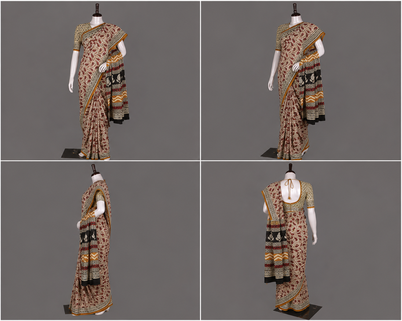 Hand Block Cotton Saree with Blouse