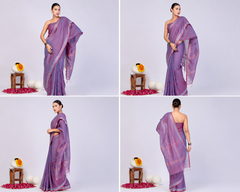 Pure Linen Cross Dyed Saree with Blouse