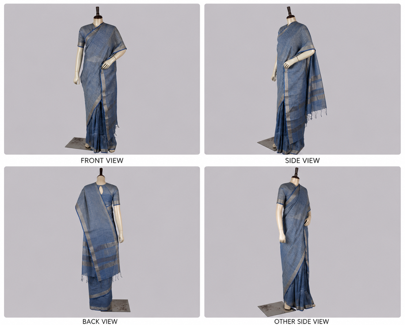 Pure Linen Cross Dyed Saree with Blouse