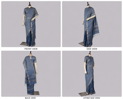 Pure Linen Cross Dyed Saree with Blouse
