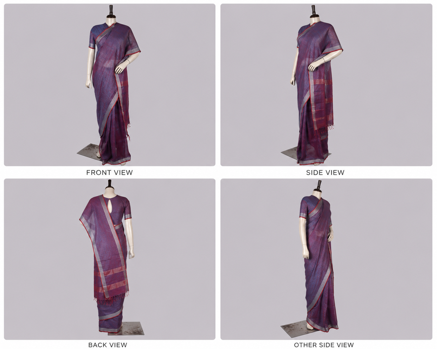 Pure Linen Cross Dyed Saree with Blouse