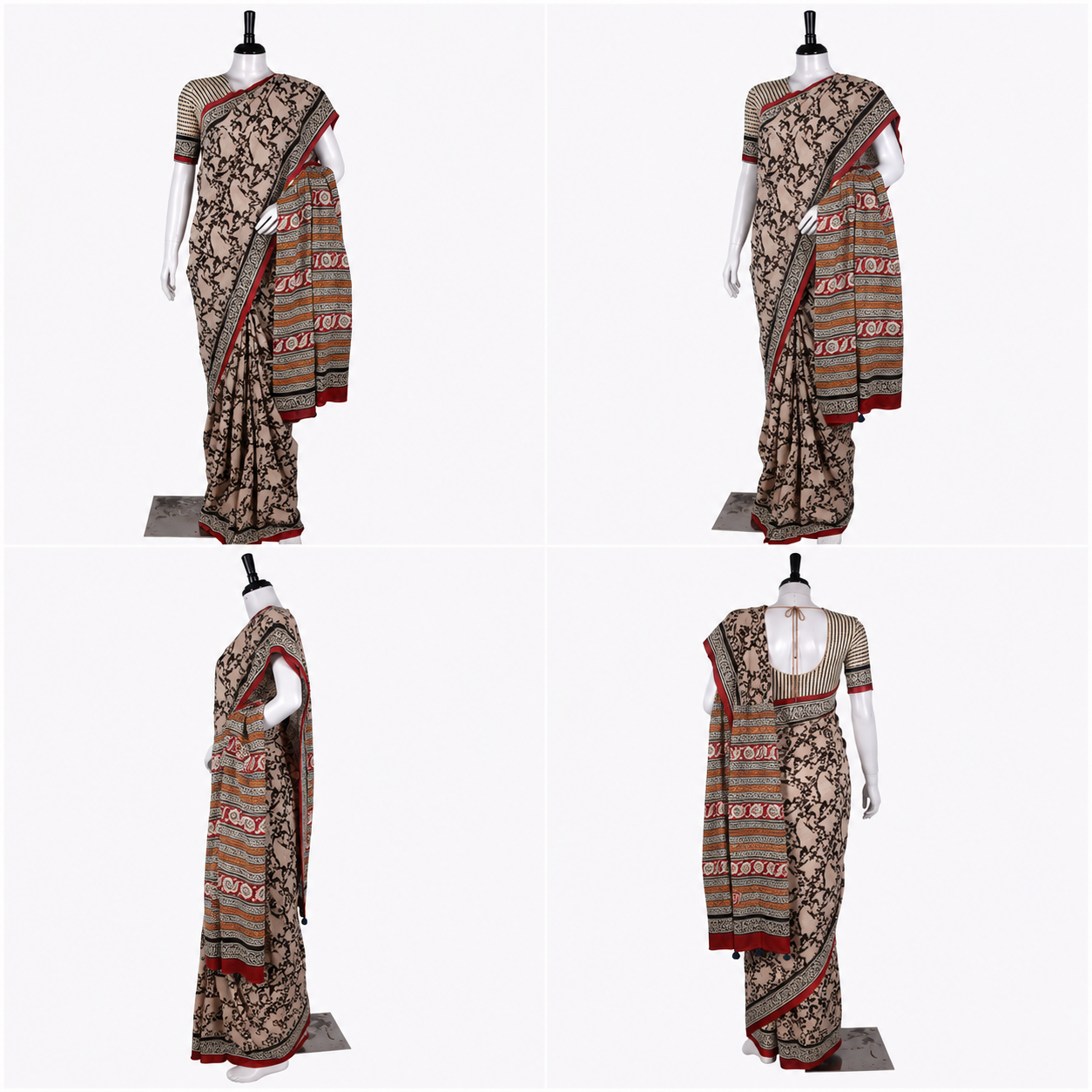 Hand Block Cotton Saree with Blouse