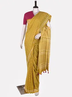 Hand Block Cotton Saree with Blouse