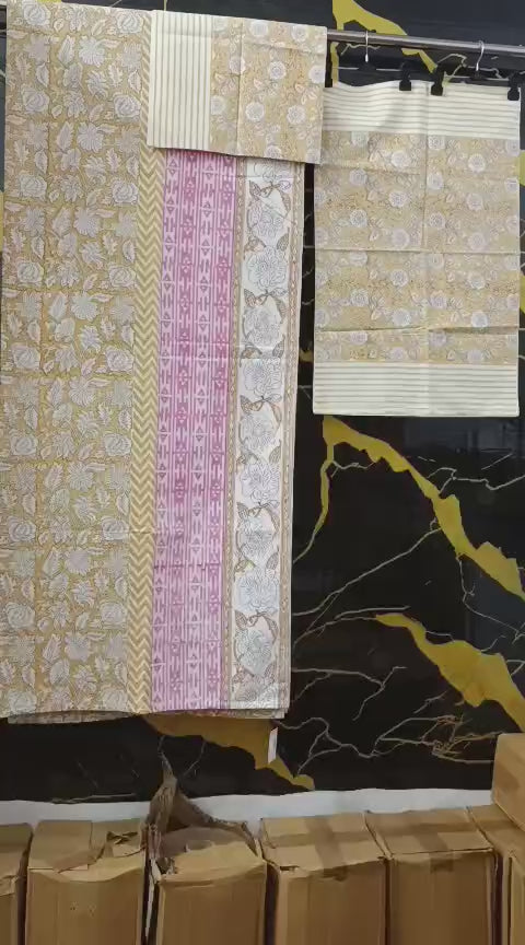 Hand Block Printed Cotton Bedsheet  (90 X108 ) IN