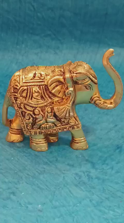 Pure Brass Elephant with Trunk Up – 4 Inch | 1 Kg For Showpiece & Gift