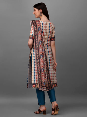 Straight Printed Round Neck Women Kurta Set