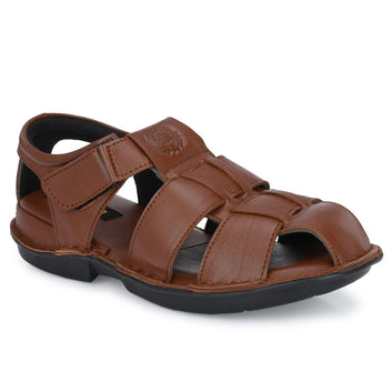 Men's PU Leather Brown Velcro Casual Sandal