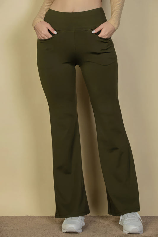 High Waisted Front Pocket Flare Pants