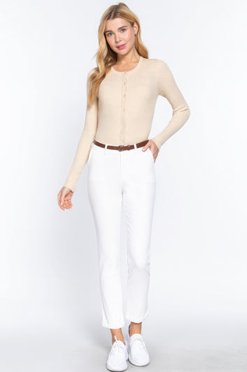 Cotton-span Twill Belted Long Pants